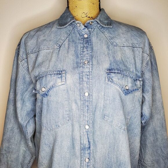 J Crew Relaxed-fit Western Chambray Chirt Size 8 - Picture 3 of 14